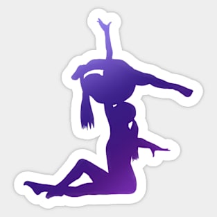 A women’s pair doing bow and arrow Sticker